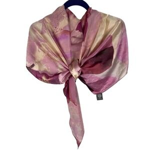 Vince Camuto Scarf 58" X 18 Pink Burgundy Floral Silky Spring Chic Sophisticated